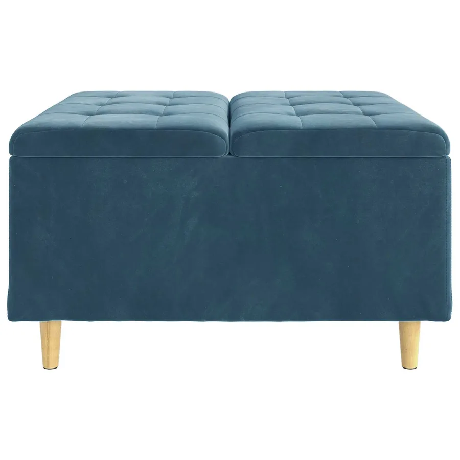 Pouf de rangement avec coussin Bleu 80 x 80 x 45 cm Velours - 5