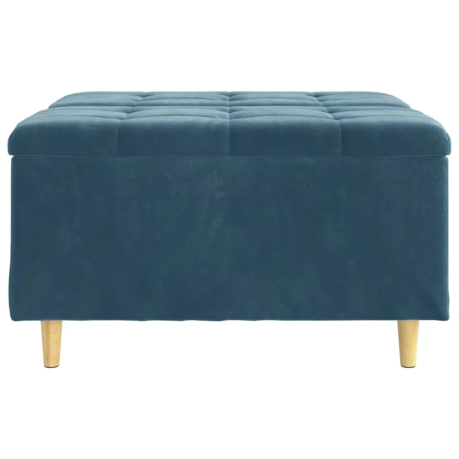 Pouf de rangement avec coussin Bleu 80 x 80 x 45 cm Velours - 6