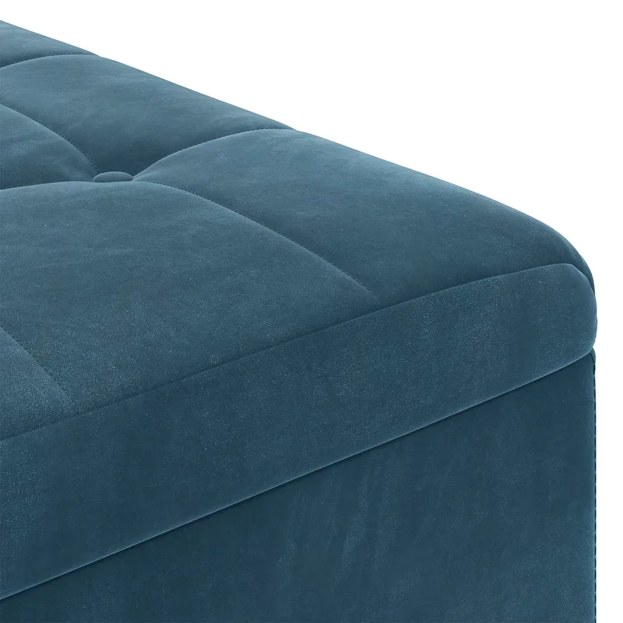 Pouf de rangement avec coussin Bleu 80 x 80 x 45 cm Velours - 7