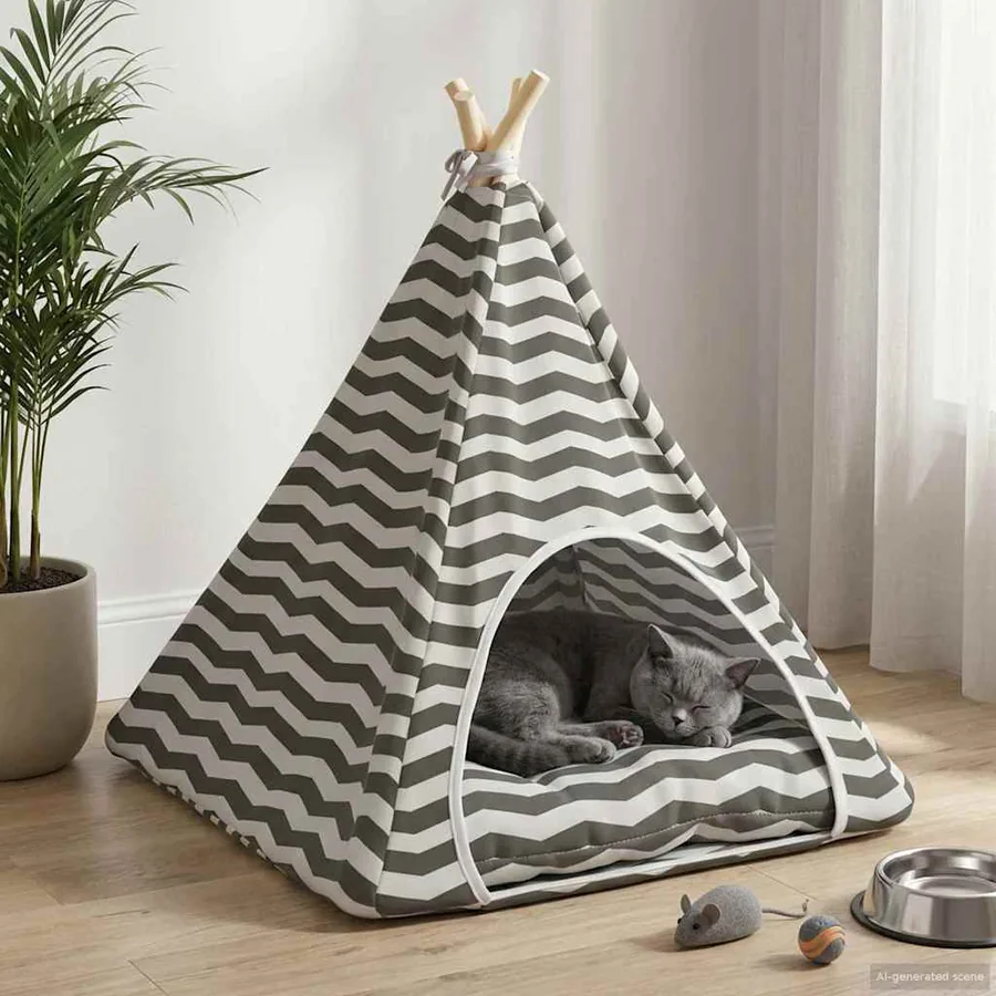 Teepee pour animaux de compagnie avec coussin 60 x 60 x 70 cm