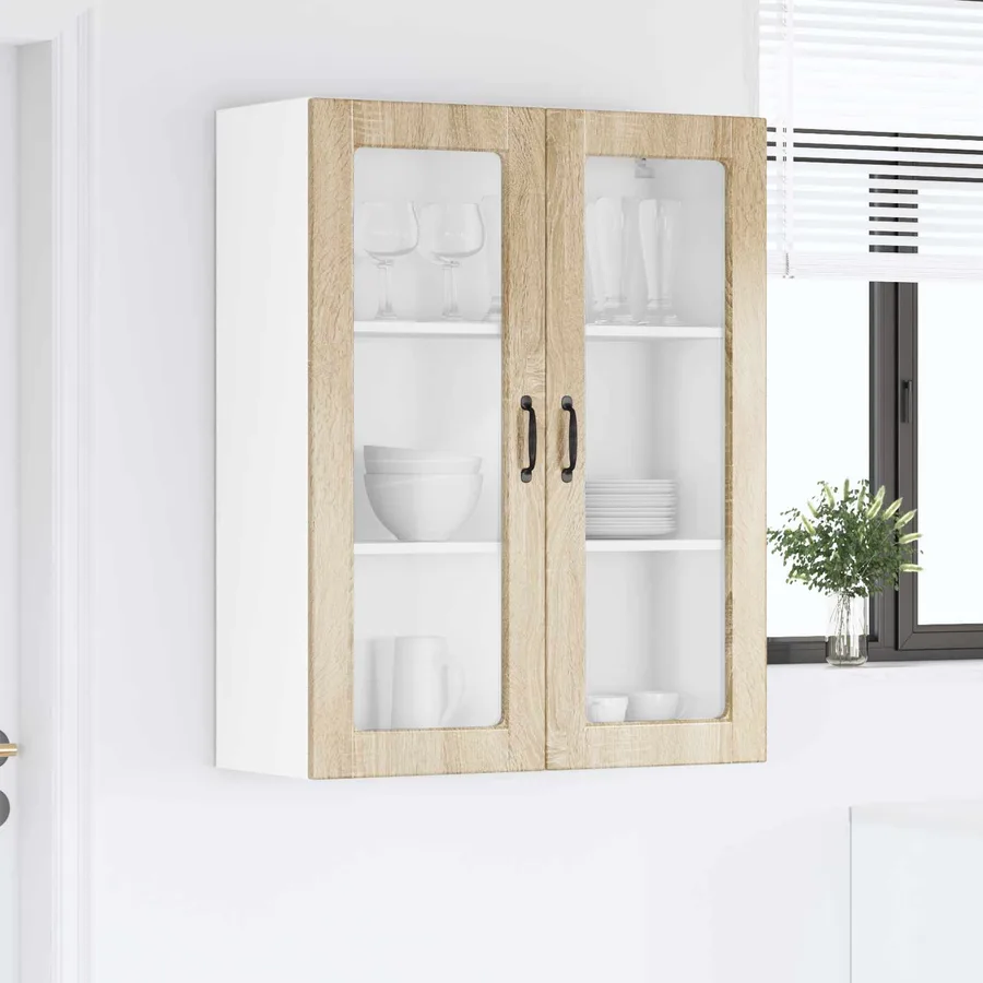 Cabinet en verre mural PORTO Chêne Sonoma 80 x 31 x 100 cm - 4