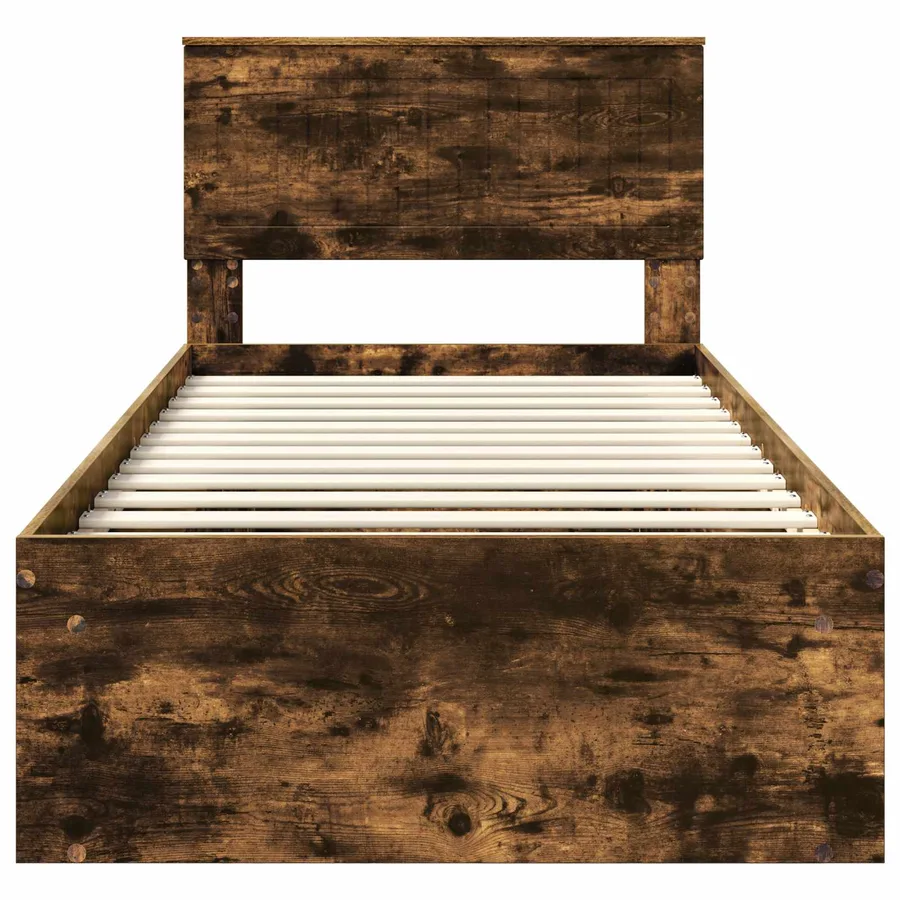 Cadre de lit avec tête de lit Chêne fumé 90 x 200 cm Pin massif - 7