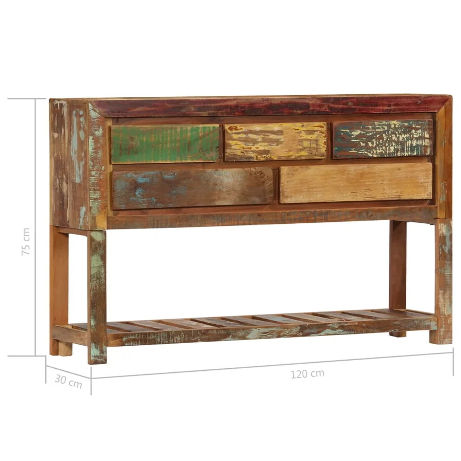 Buffet 120x30x75 cm Bois de récupération solide - 8