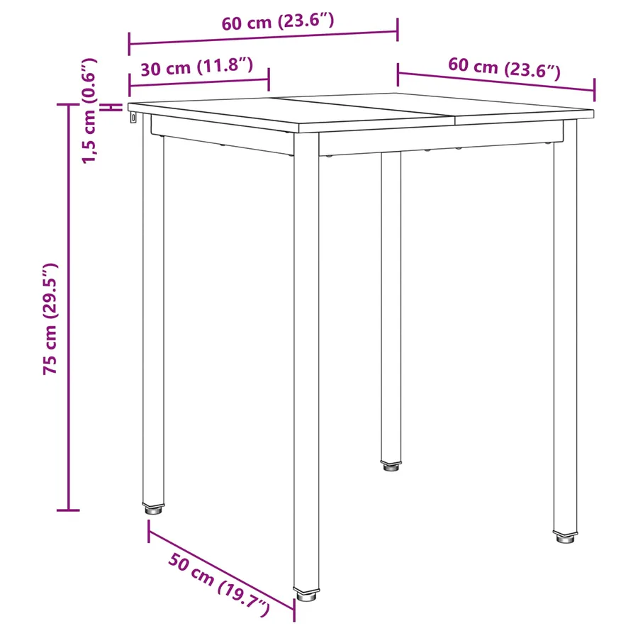 Table de salle à manger / Table de repas 60 x 60 x 75 cm MÉTAL - 10