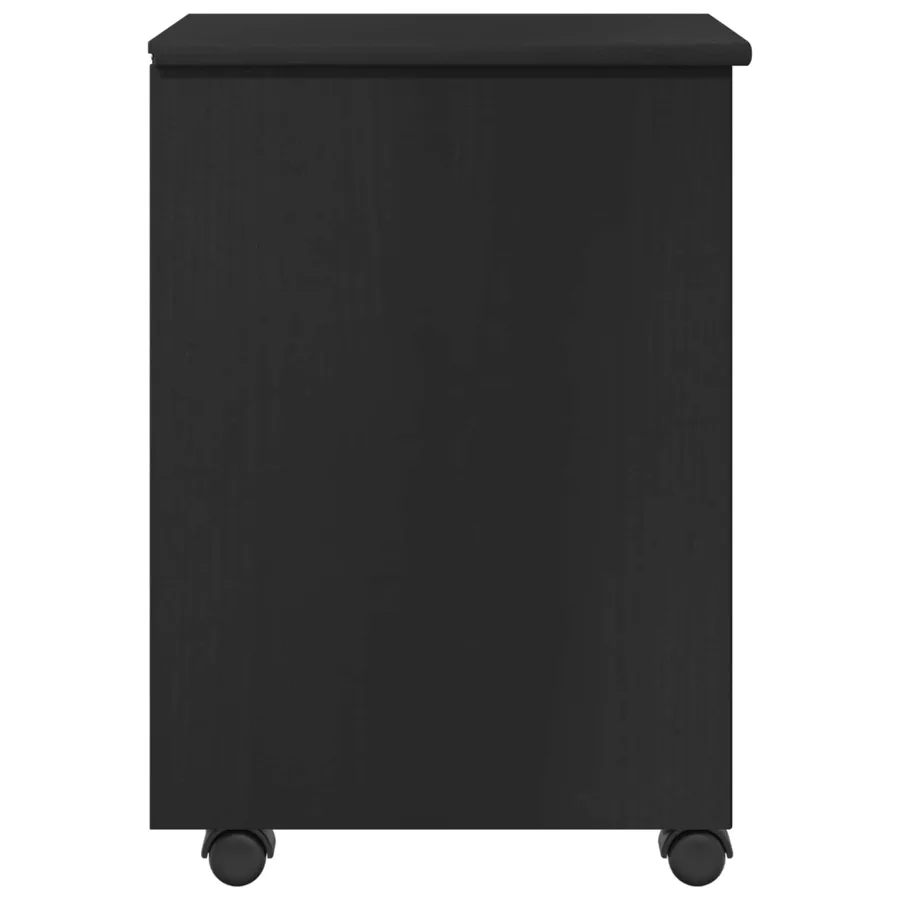 Cabinet roulant avec roue Noir 34 x 39 x 56 cm Pin massif - 6