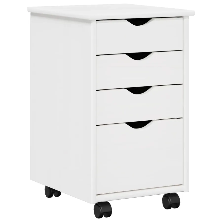 Cabinet roulant avec roue Blanc 34 x 39 x 56 cm Pin massif - 2