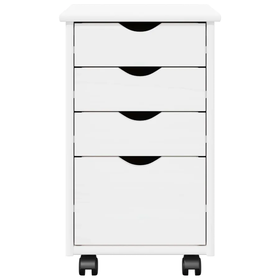 Cabinet roulant avec roue Blanc 34 x 39 x 56 cm Pin massif - 5