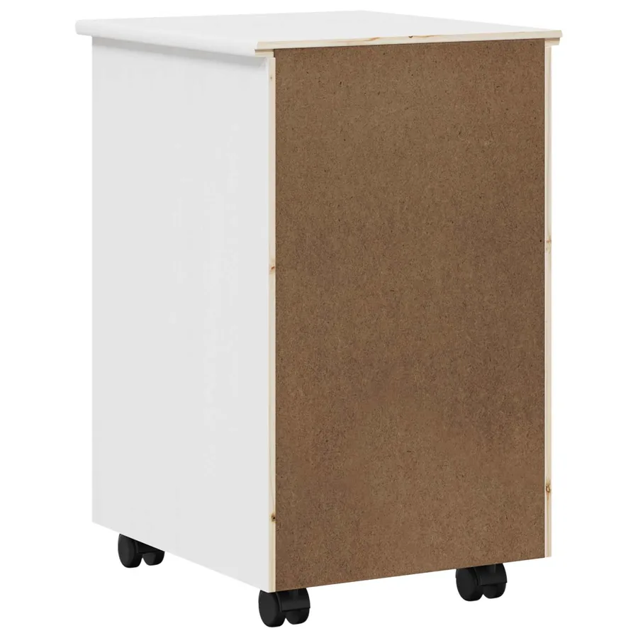 Cabinet roulant avec roue Blanc 34 x 39 x 56 cm Pin massif - 7