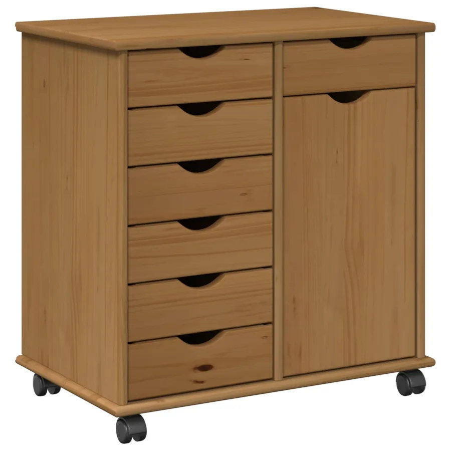 Cabinet roulant avec roue Marron miel 63,5 x 39 x 65,5 cm - 2