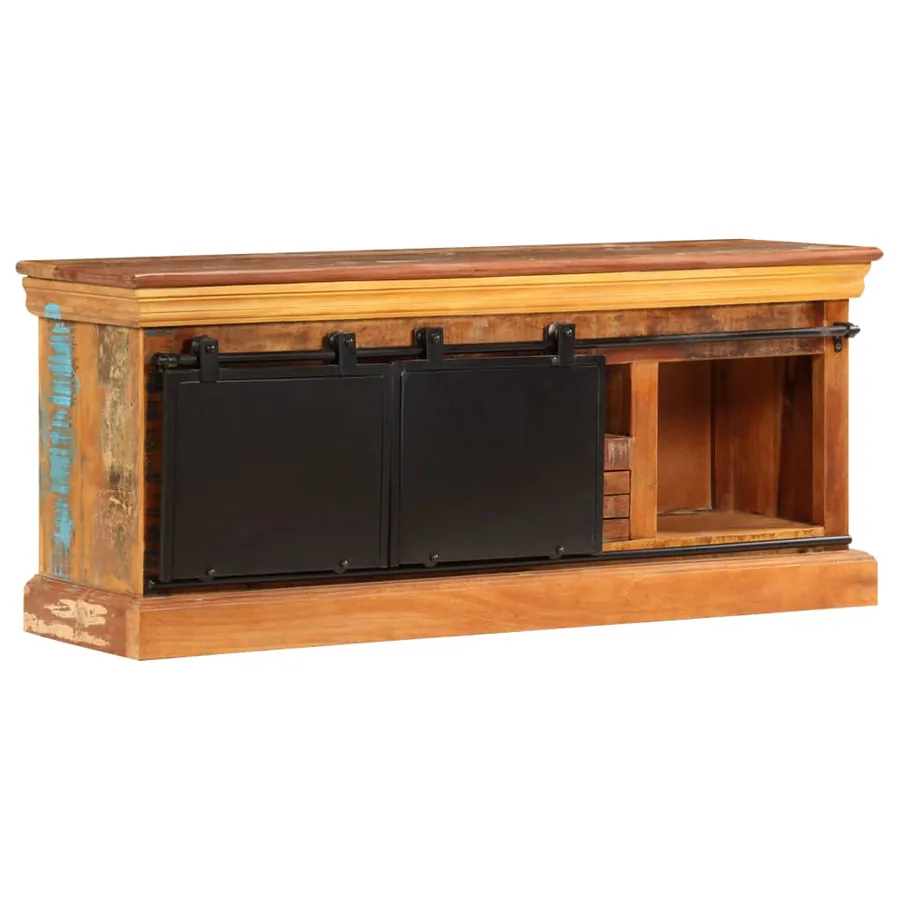 Meuble TV 110 x 30 x 45 cm Bois de récupération massif - 5