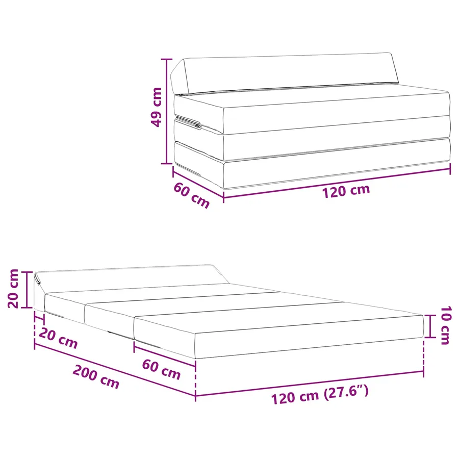 Canapé-lit pliable Vert foncé 120 x 60 x 49 cm Tissu - 9