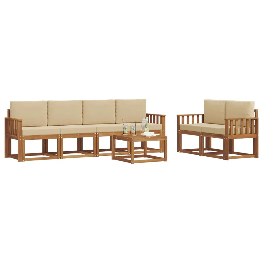 Ensemble de canapés d'extérieur 7 pcs Naturel et Beige - 3