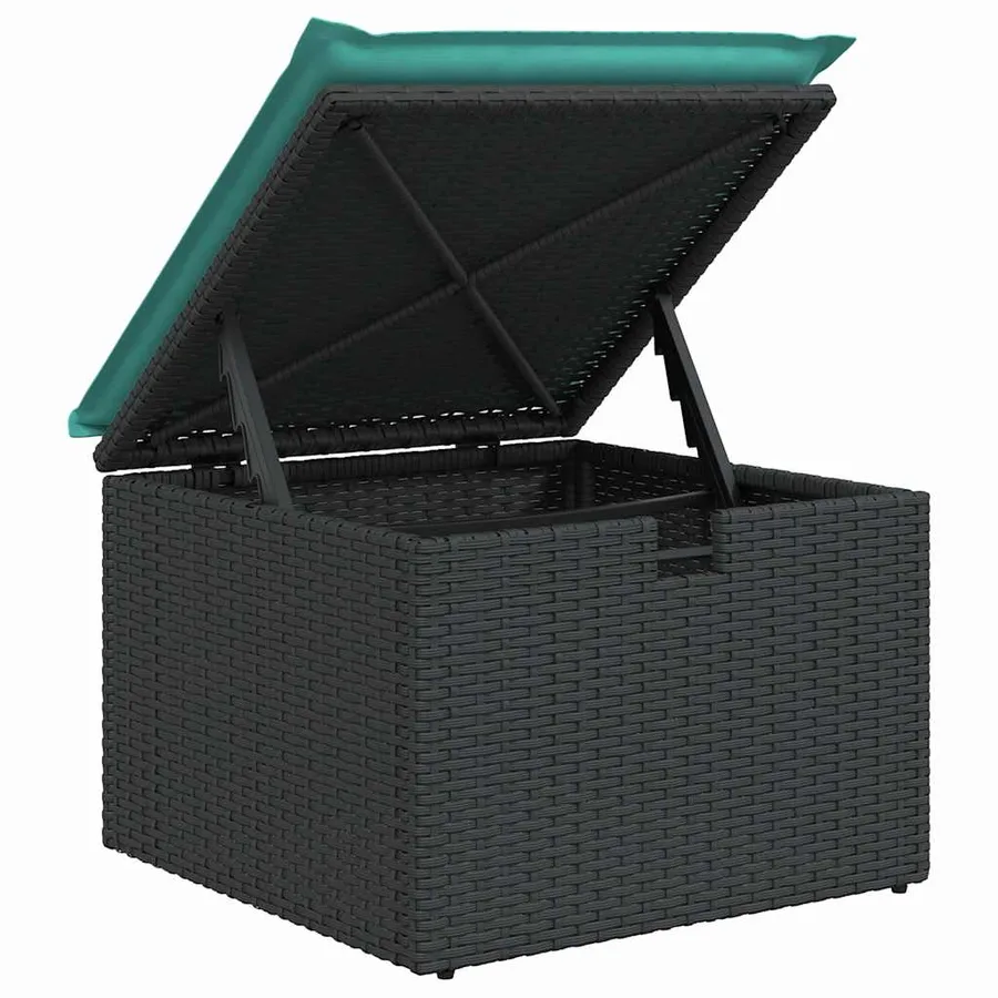 Salon de jardin 6 pcs avec coussins noir résine tressée - 8