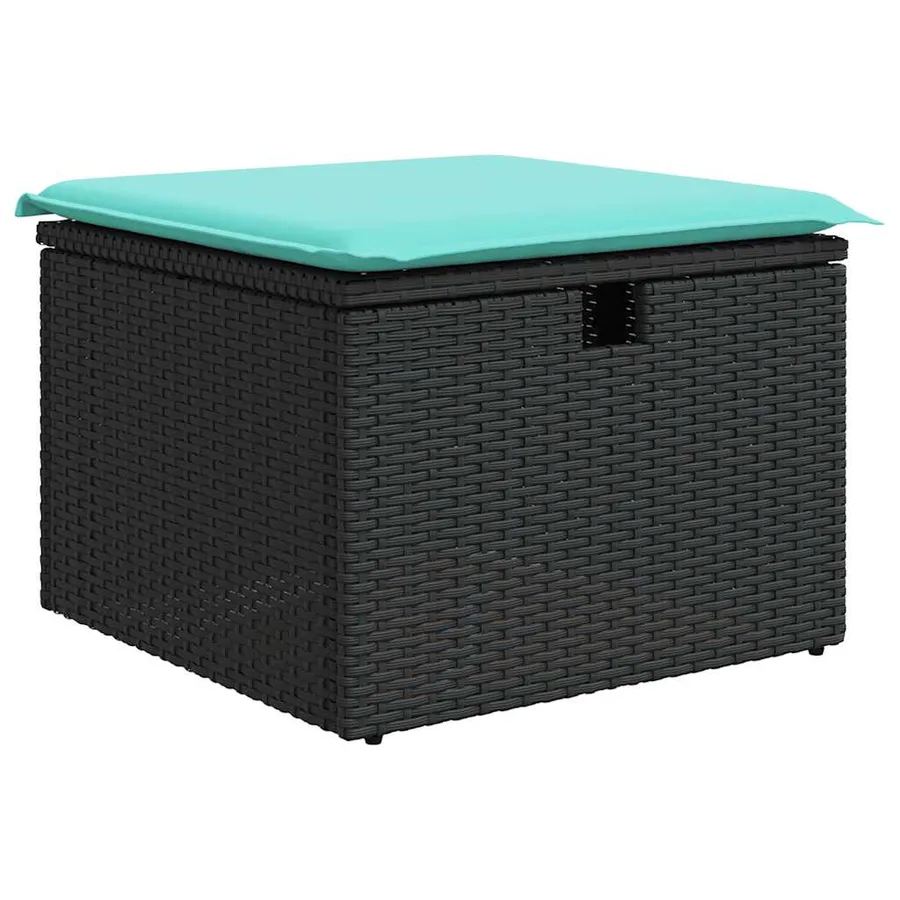 Salon de jardin 6 pcs avec coussins noir résine tressée - 5
