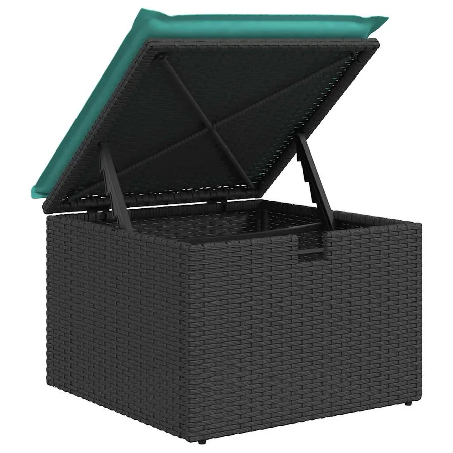 Salon de jardin 6 pcs avec coussins noir résine tressée - 9