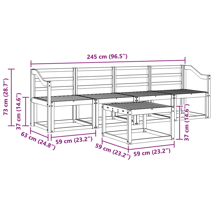Ensemble de canapés d'extérieur 5 pcs Naturel - 9
