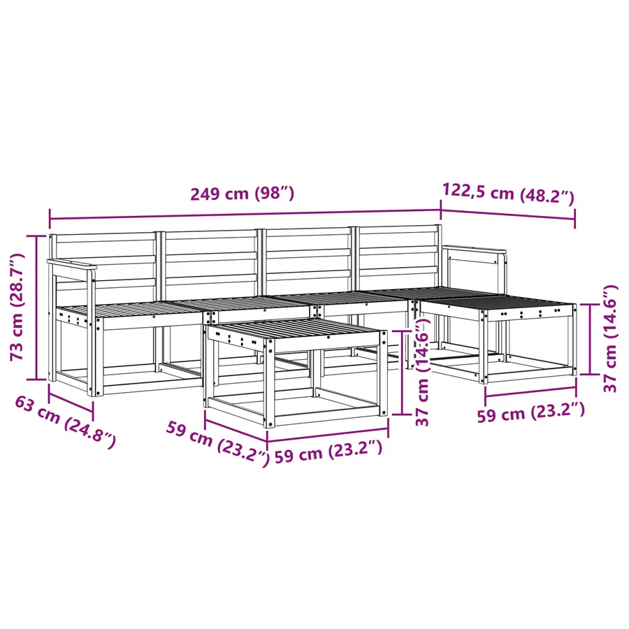 Ensemble de canapés d'extérieur 6 pcs Naturel - 9