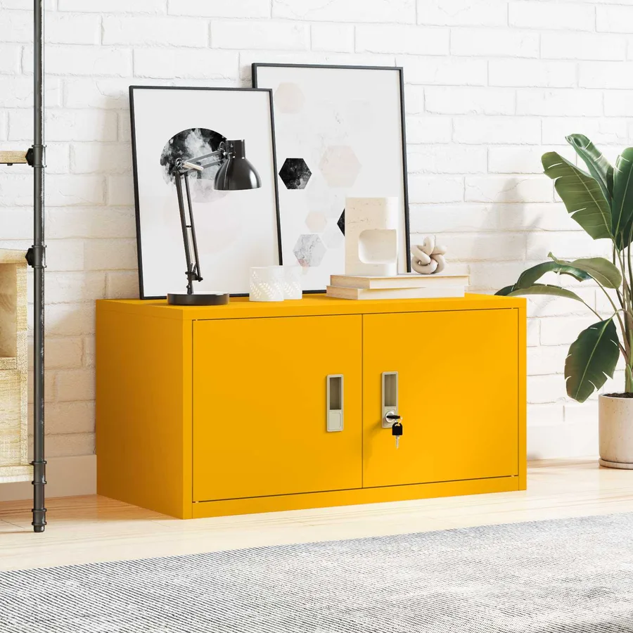 Armoire de rangement Jaune moutarde 80 x 40 x 40 cm Acier - 4