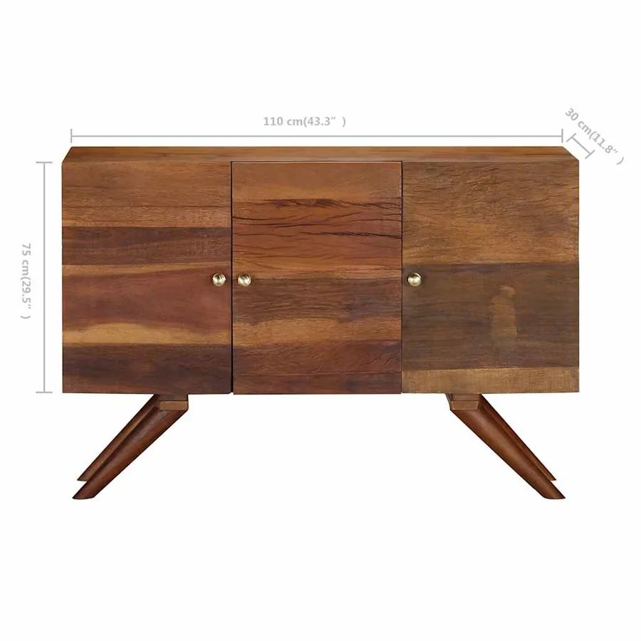 Buffet Bois recyclé massif 110x30x75 cm Marron - 9