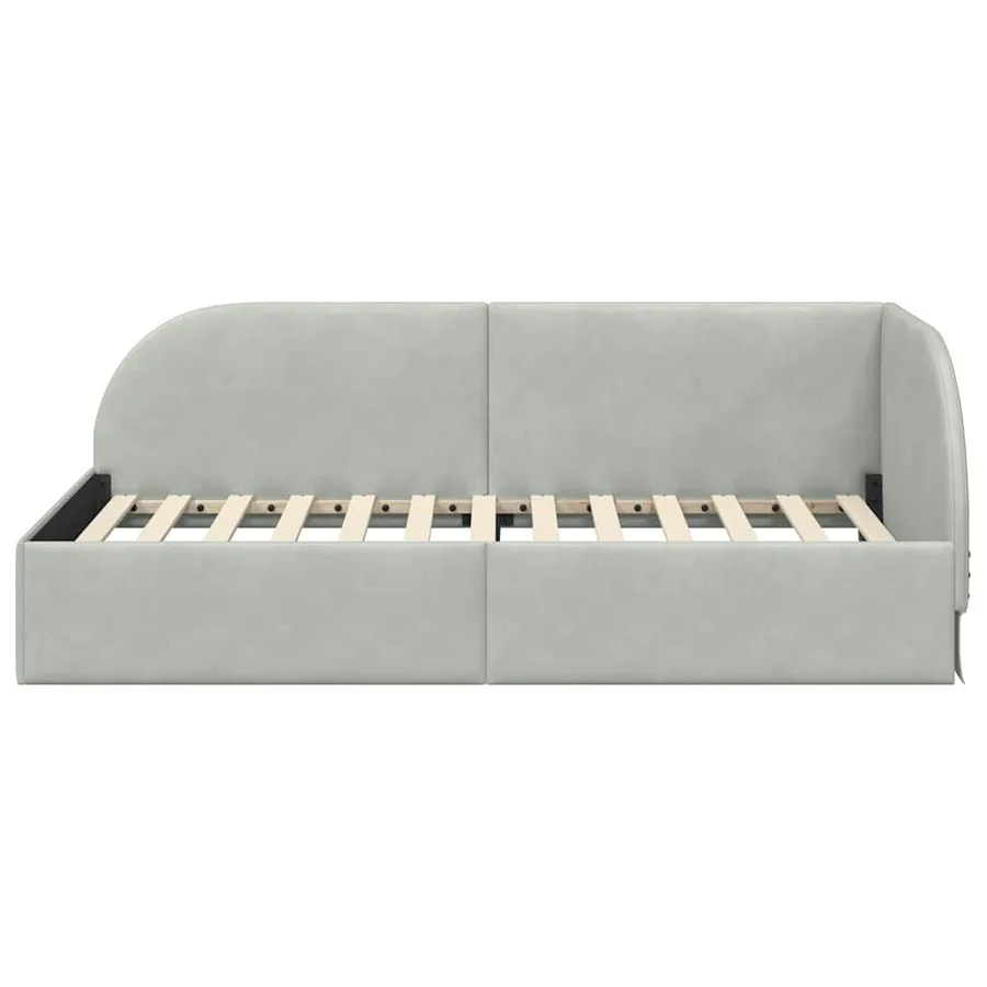 Cadre de lit d'angle Gris clair 90 cm x 190 cm Velours - 5