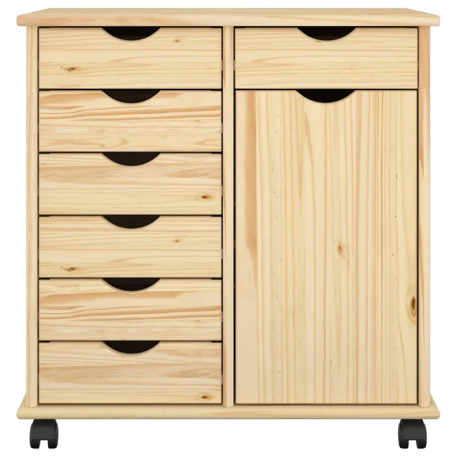 Cabinet roulant Marron 63,5 x 39 x 65,5 cm Bois de Pin Massif - 4