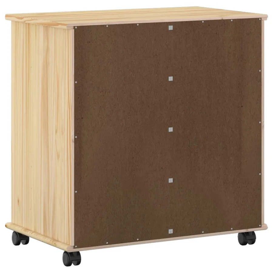 Cabinet roulant Marron 63,5 x 39 x 65,5 cm Bois de Pin Massif - 6