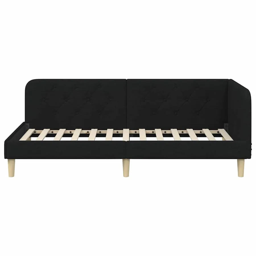 Cadre de lit d'angle Noir 100 x 200 cm tissu - 5