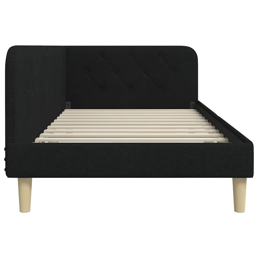 Cadre de lit d'angle Noir 100 x 200 cm tissu - 6