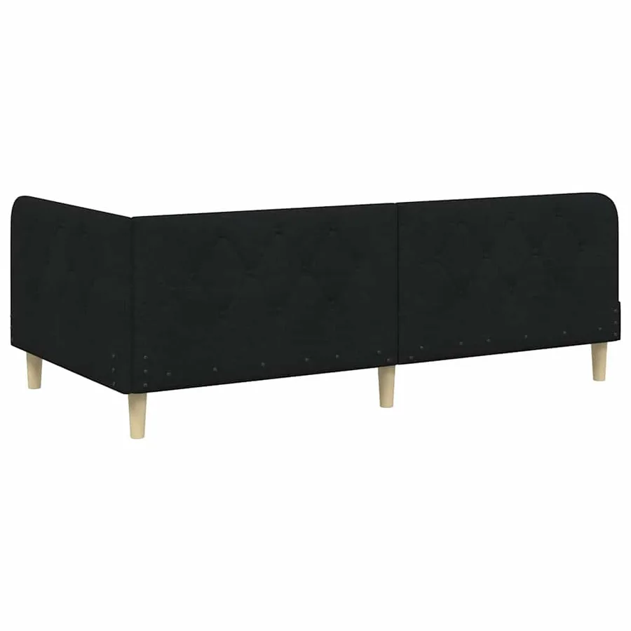 Cadre de lit d'angle Noir 100 x 200 cm tissu - 7