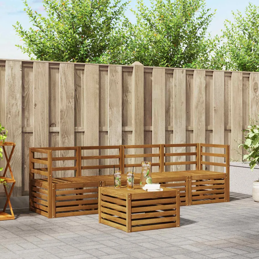 Ensembles de canapés 5 pcs Naturel Bois d'Acacia Massif