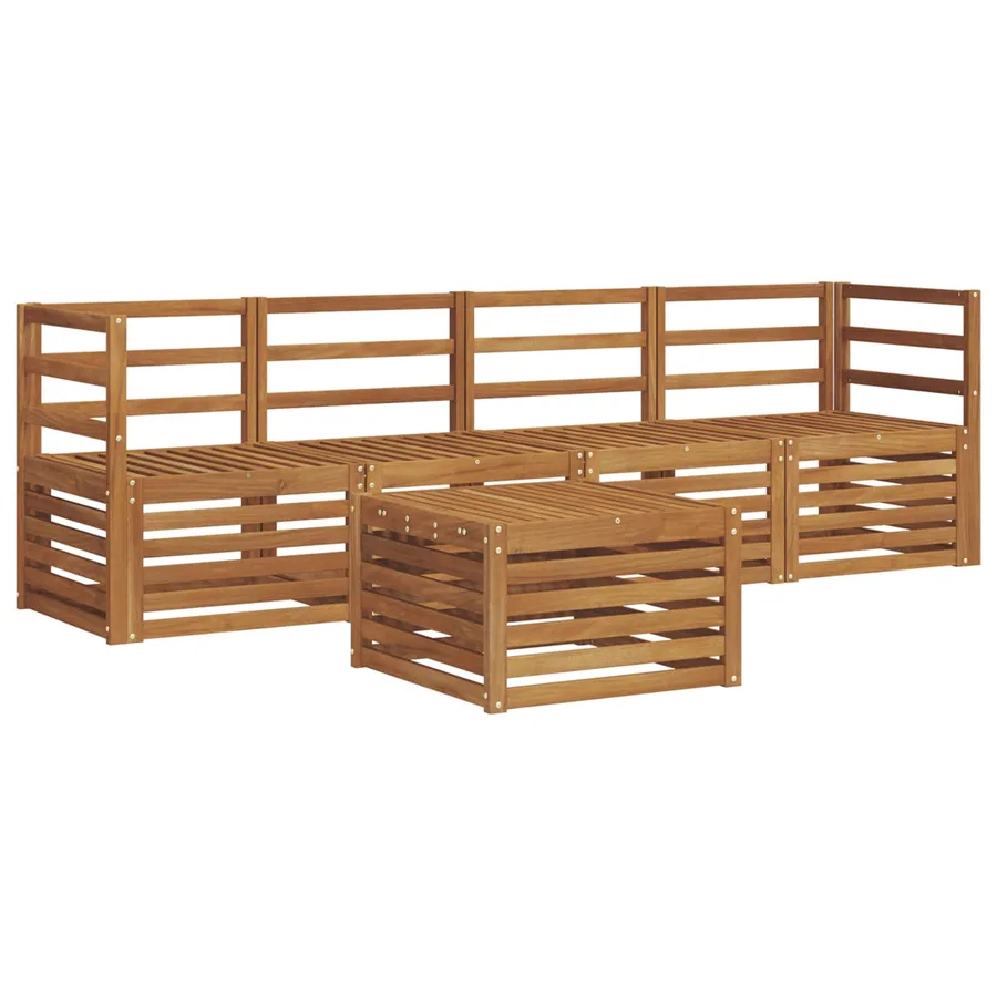 Ensembles de canapés 5 pcs Naturel Bois d'Acacia Massif - 2