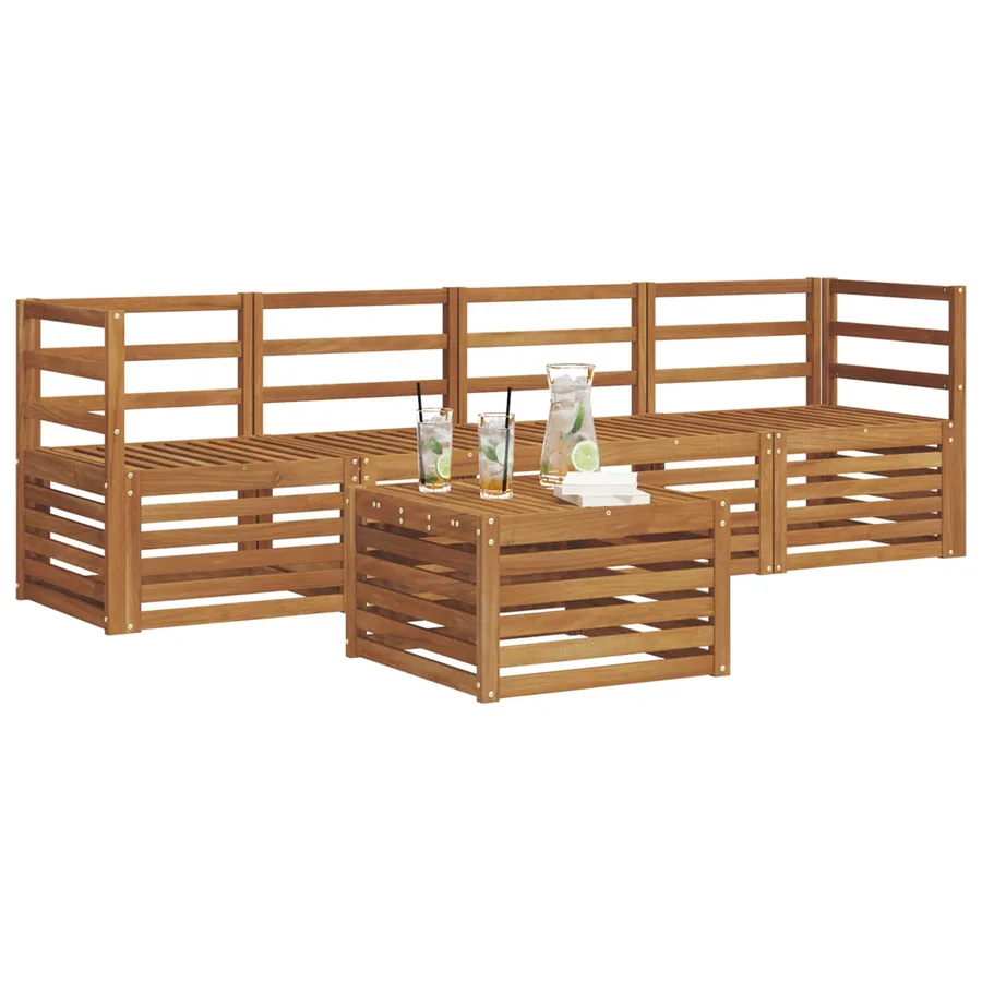 Ensembles de canapés 5 pcs Naturel Bois d'Acacia Massif - 3