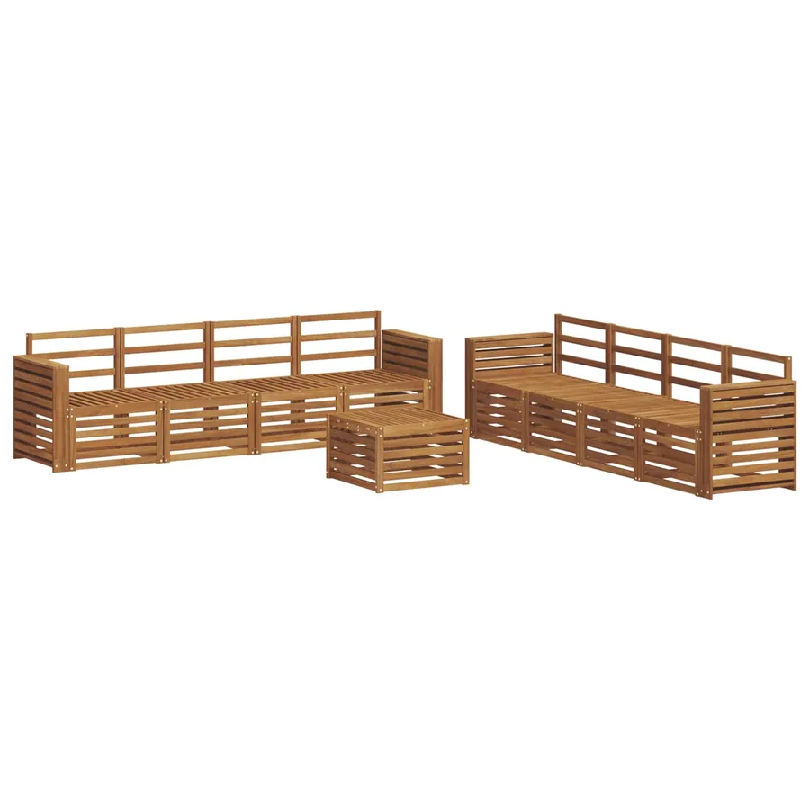 Ensembles de canapés 9 pcs Naturel Bois d'Acacia Massif - 2