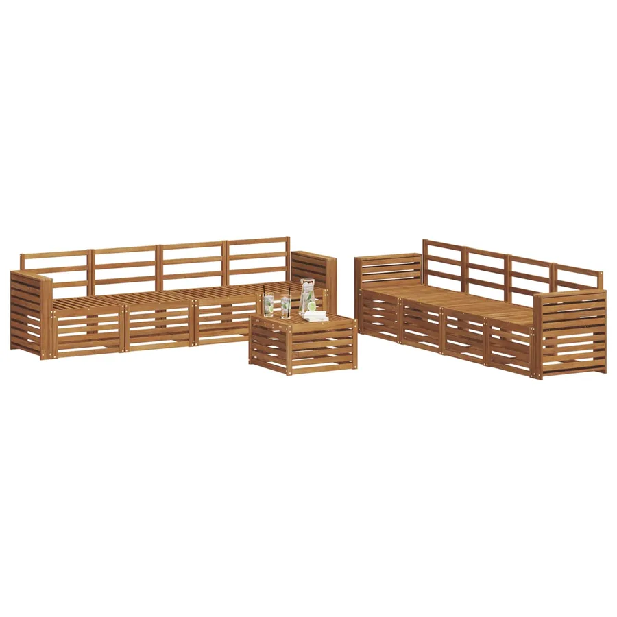 Ensembles de canapés 9 pcs Naturel Bois d'Acacia Massif - 3