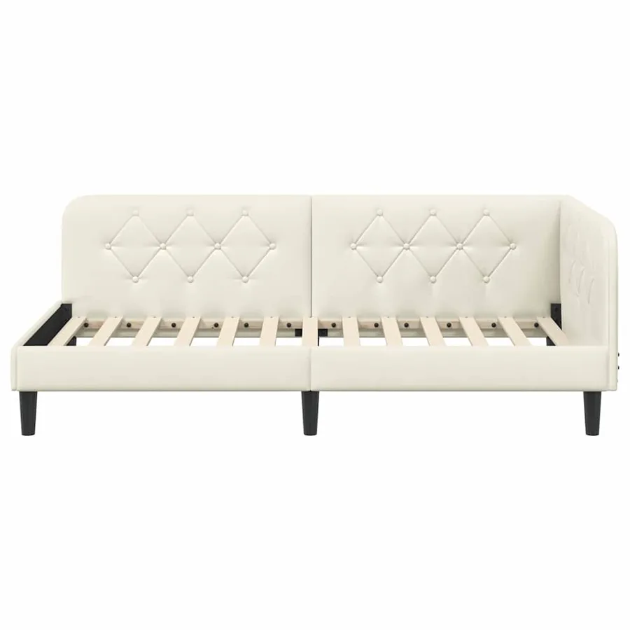 Cadre de lit d'angle Crème 90 x 190 cm Velours - 5