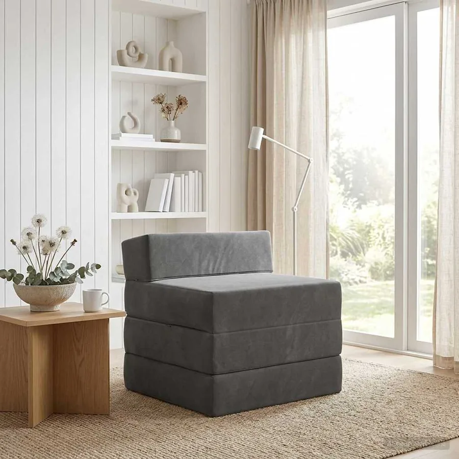Canapé-lit pliable Gris foncé 200 x 70 x 15 cm Velours
