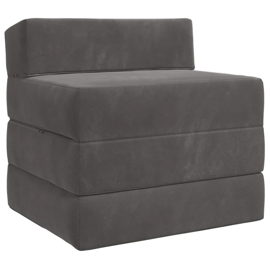 Canapé-lit pliable Gris foncé 200 x 70 x 15 cm Velours - 2