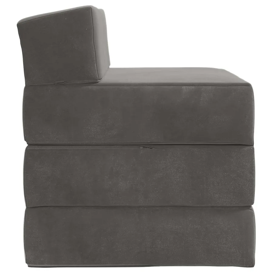 Canapé-lit pliable Gris foncé 200 x 70 x 15 cm Velours - 4