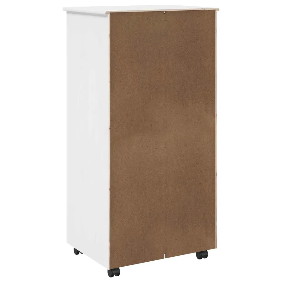 Cabinet roulant Blanc 53 x 39 x 103 cm Bois de Pin Massif - 7