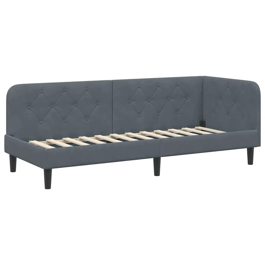 Cadre de lit d'angle Gris foncé 80 x 200 cm Velours - 2