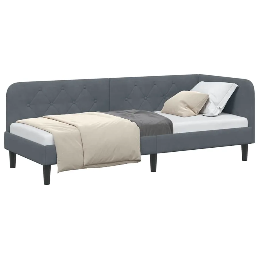 Cadre de lit d'angle Gris foncé 80 x 200 cm Velours - 3