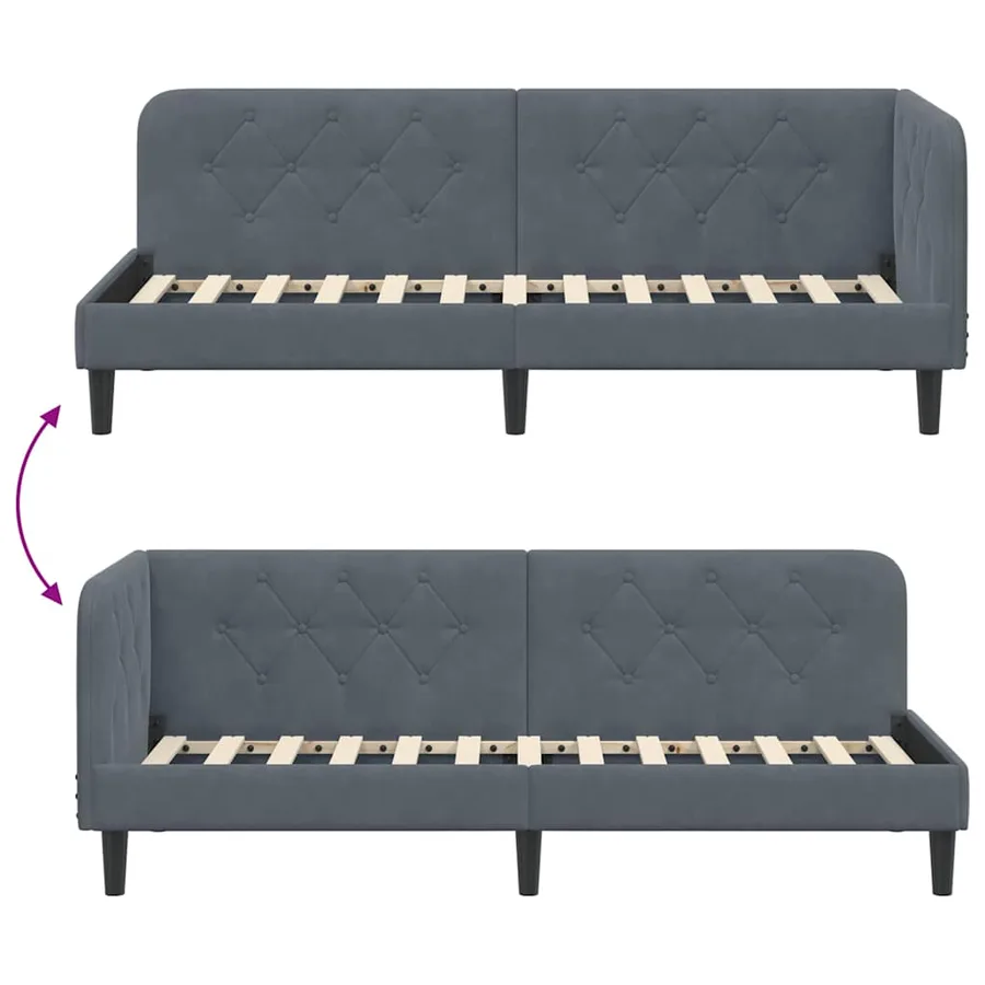 Cadre de lit d'angle Gris foncé 80 x 200 cm Velours - 9