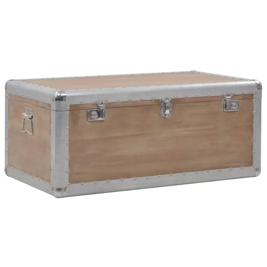 Boîte de rangement Bois de sapin massif 91x52x40 cm Marron - 5