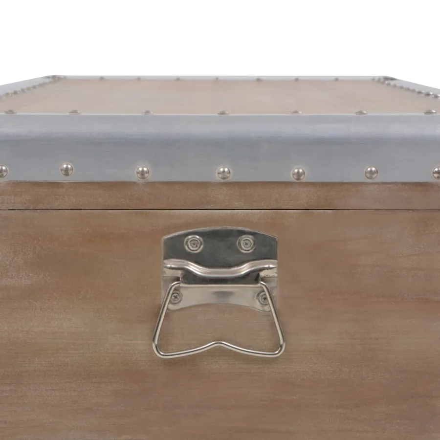 Boîte de rangement Bois de sapin massif 91x52x40 cm Marron - 9