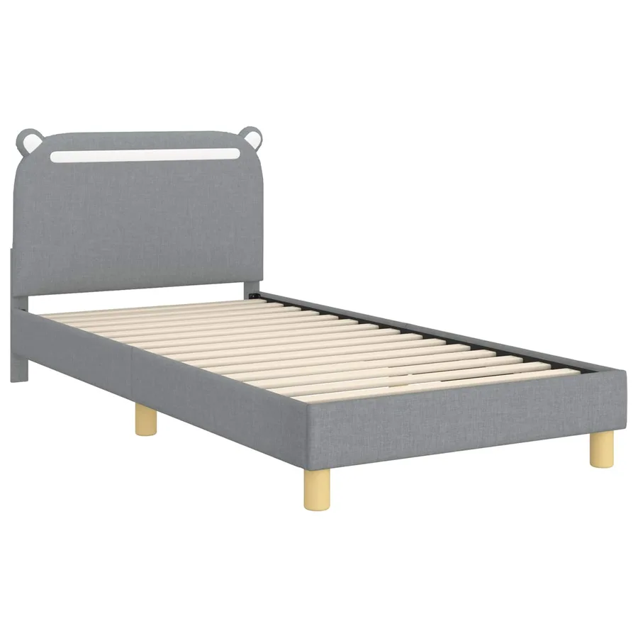 Cadre de lit pour enfants avec tête de lit Gris clair Tissu - 4