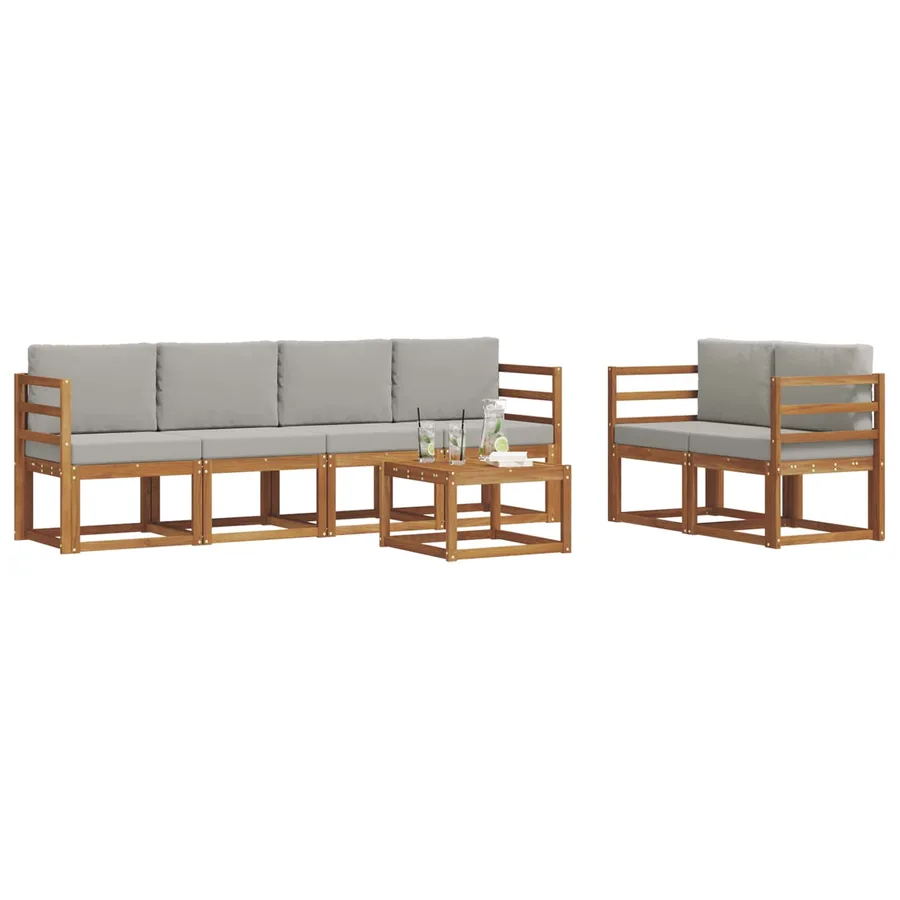 Ensemble de canapés d'extérieur 7 pcs Gris Naturel et Clair - 3