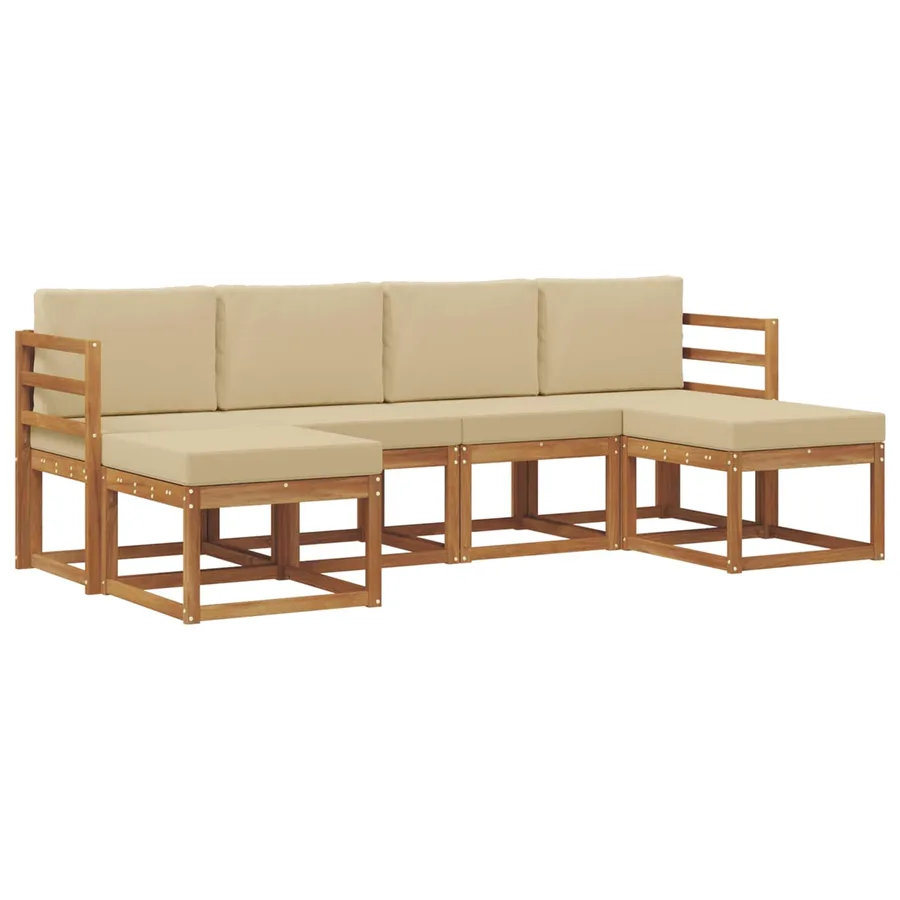 Ensemble de canapés d'extérieur 6 pcs Naturel et Beige - 2