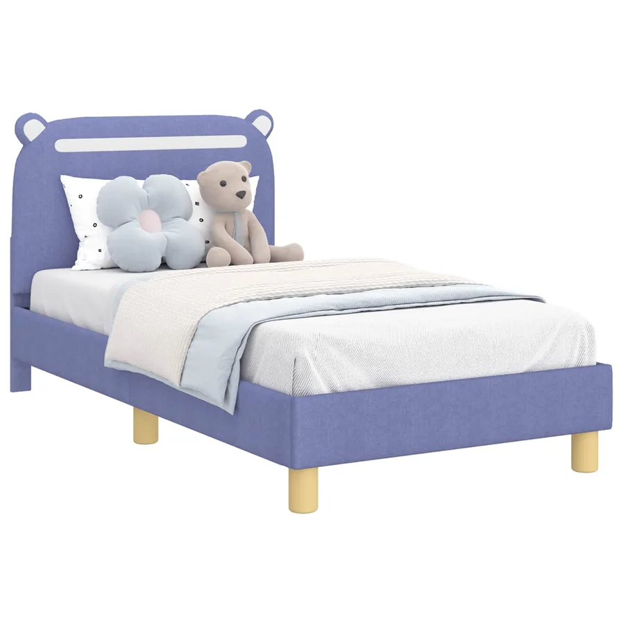 Cadre de lit pour enfants avec tête de lit Bleu denim Tissu - 2