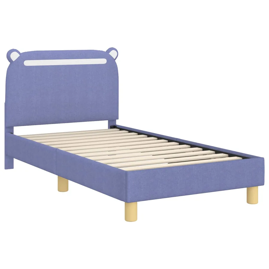 Cadre de lit pour enfants avec tête de lit Bleu denim Tissu - 4