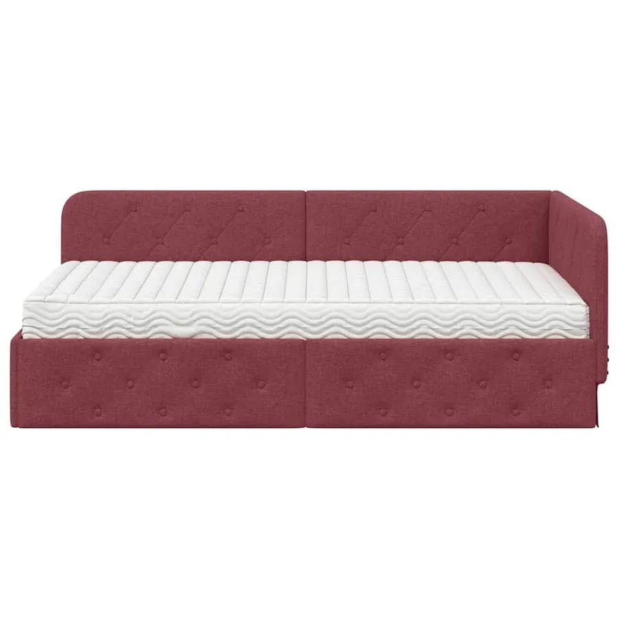 Cadre de lit d'angle Bordeaux 100 x 200 cm tissu - 5